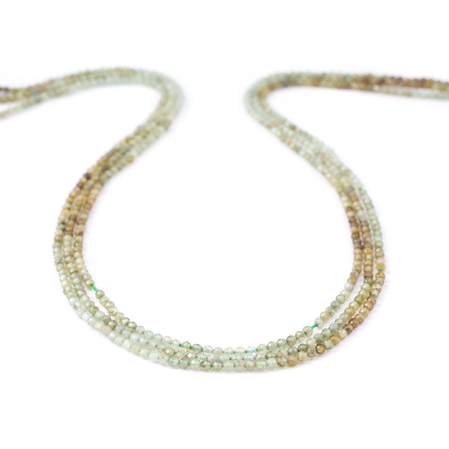 Green Garnet 2mm Faceted Round Banded - 15-16 Inch