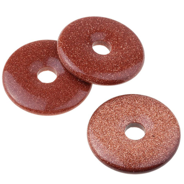 Goldstone 40mm Donut Pendant