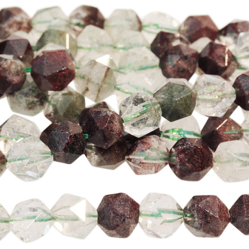 Green Lodalite Quartz 6mm Star Cut Round 15-16 Inch