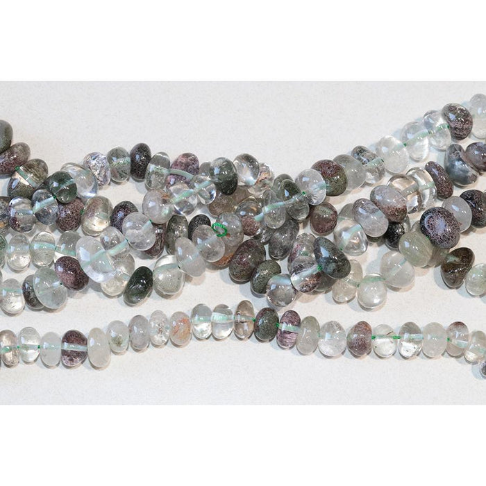 SIDE DRILL Greed Lodalite Quartz 8x10mm Pebble 15-16 Inch