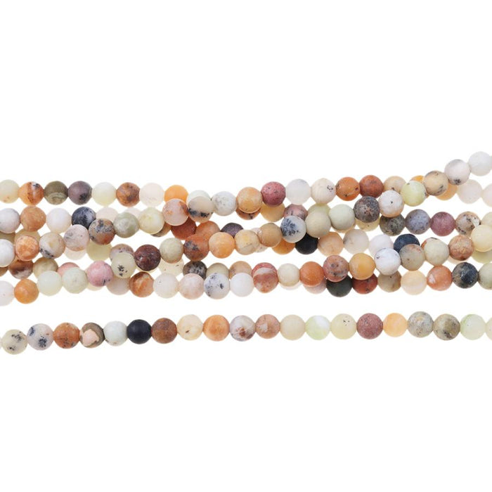 MATTE Golden Sage Agate 4mm Round 15-16 Inch