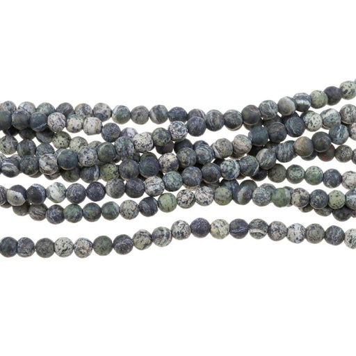 MATTE Green Zebra Jasper 4mm Round 15-16 Inch