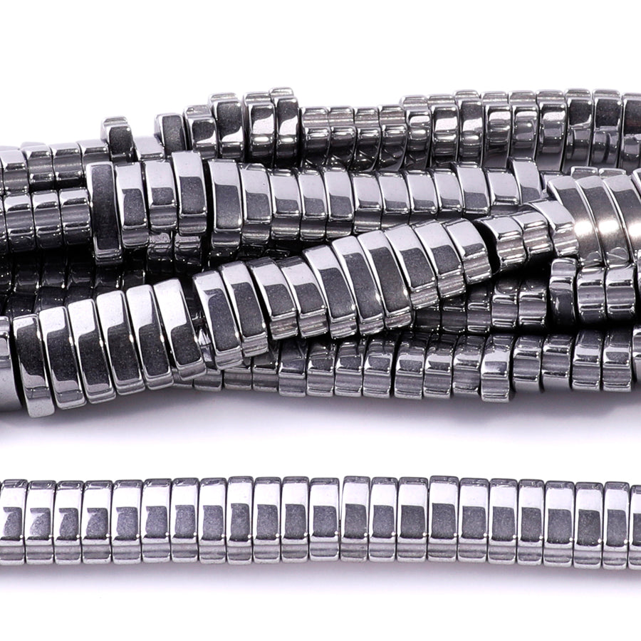 Hematite Silver Plated 7x2mm Watch Band 15-16 Inch