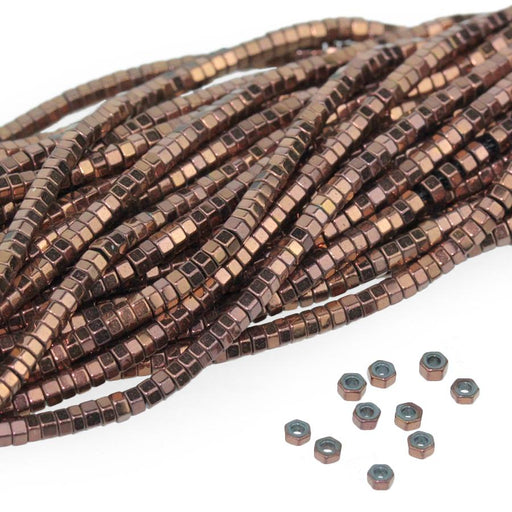 Hematite Copper Plated 2mm Hexagon Chips