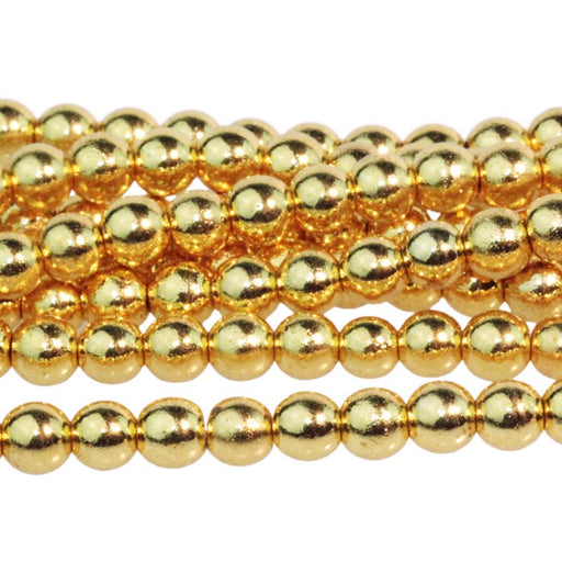 Hematite Dark Gold Plated 4mm Round 15-16 Inch