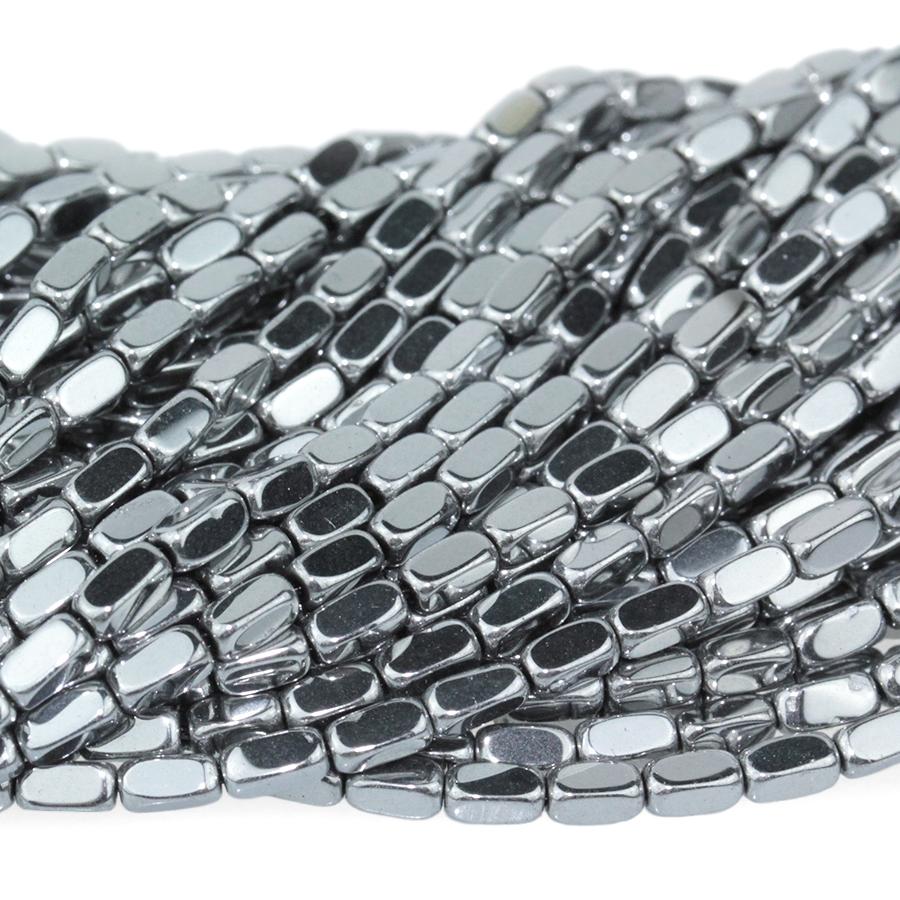 Hematite Silver Plated 2x4 Cut Nugget 15-16 Inch