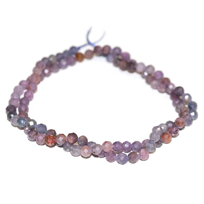 Purple Ruby Natural 4mm Faceted Round Banded - 15-16 Inch