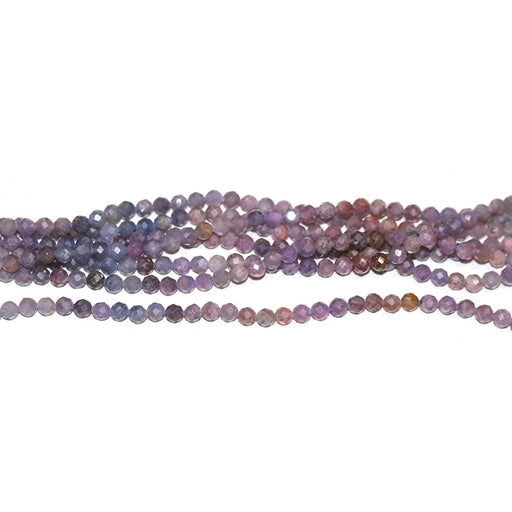 This is a Dakota Stones 4mm Purple Ruby Banded Gemstone strand with natural faceted round beads in 15-16 inch strand.