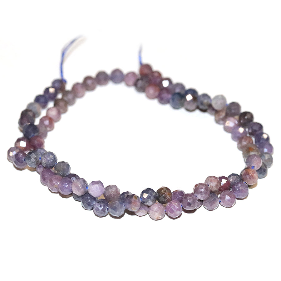 Ruby Purple Natural 5mm Faceted Round Banded - 15-16 Inch