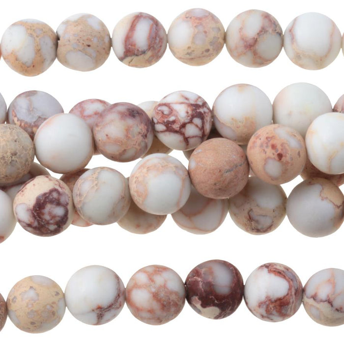 MATTE Natural White Impression Jasper 6mm Round 15-16 Inch