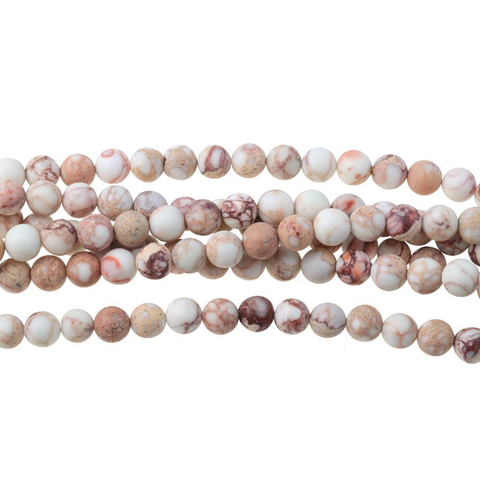 MATTE Natural White Impression Jasper 6mm Round 15-16 Inch