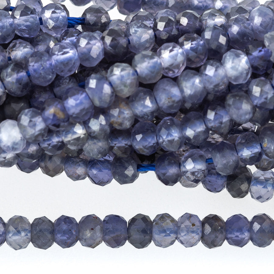 Iolite 3mm Rondelle Faceted A Grade - 15-16 Inch