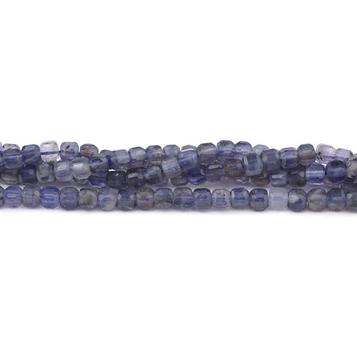 This is a Dakota Stones 4mm Iolite Gemstone strand with natural A grade table-cut cube beads in 15-16 inch strand.