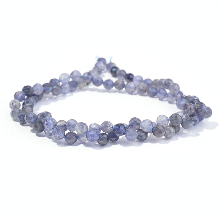 Iolite 4mm Microfaceted Round A Grade - 15-16 Inch