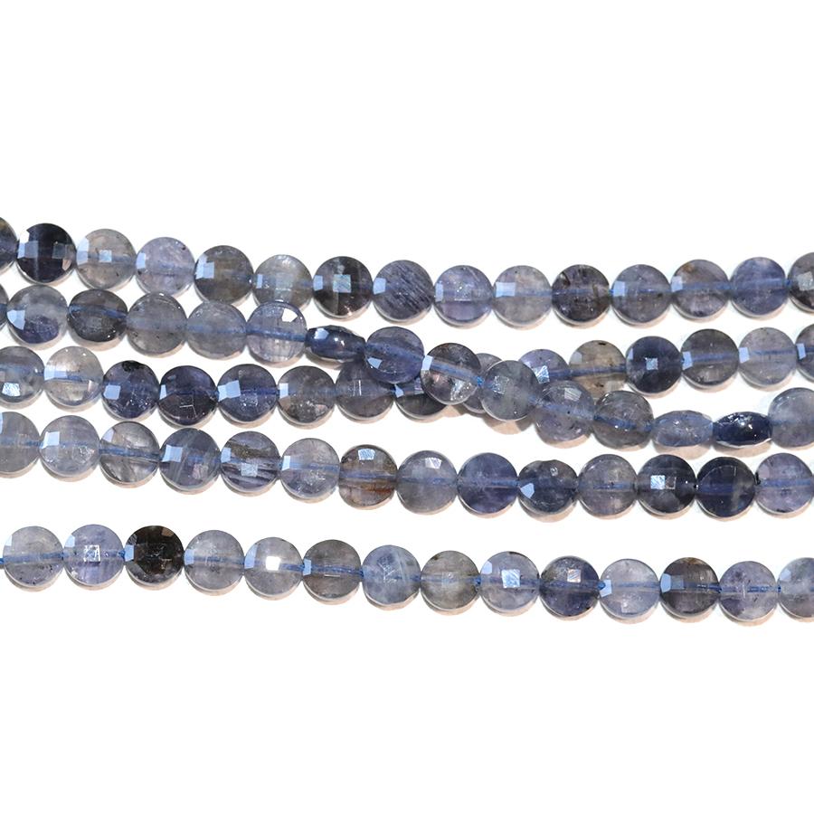 Iolite 6mm Diamond Cut Faceted Coin 15-16 Inch