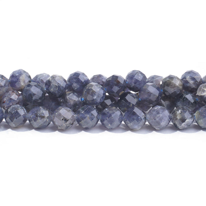 Iolite 8mm Round Faceted A Grade - 15-16 Inch