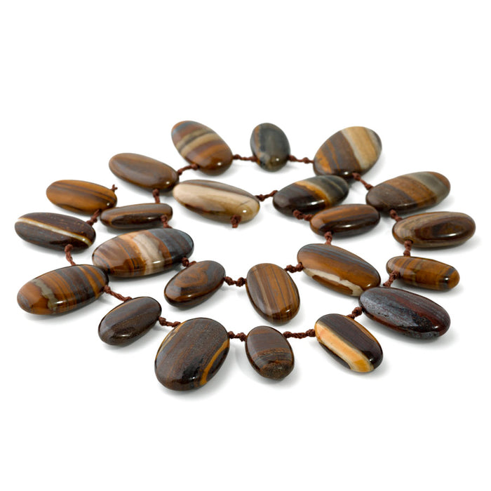 Iron Zebra Jasper 13x22-18x 30mm Top Drill Flat Oval - 15-16 Inch