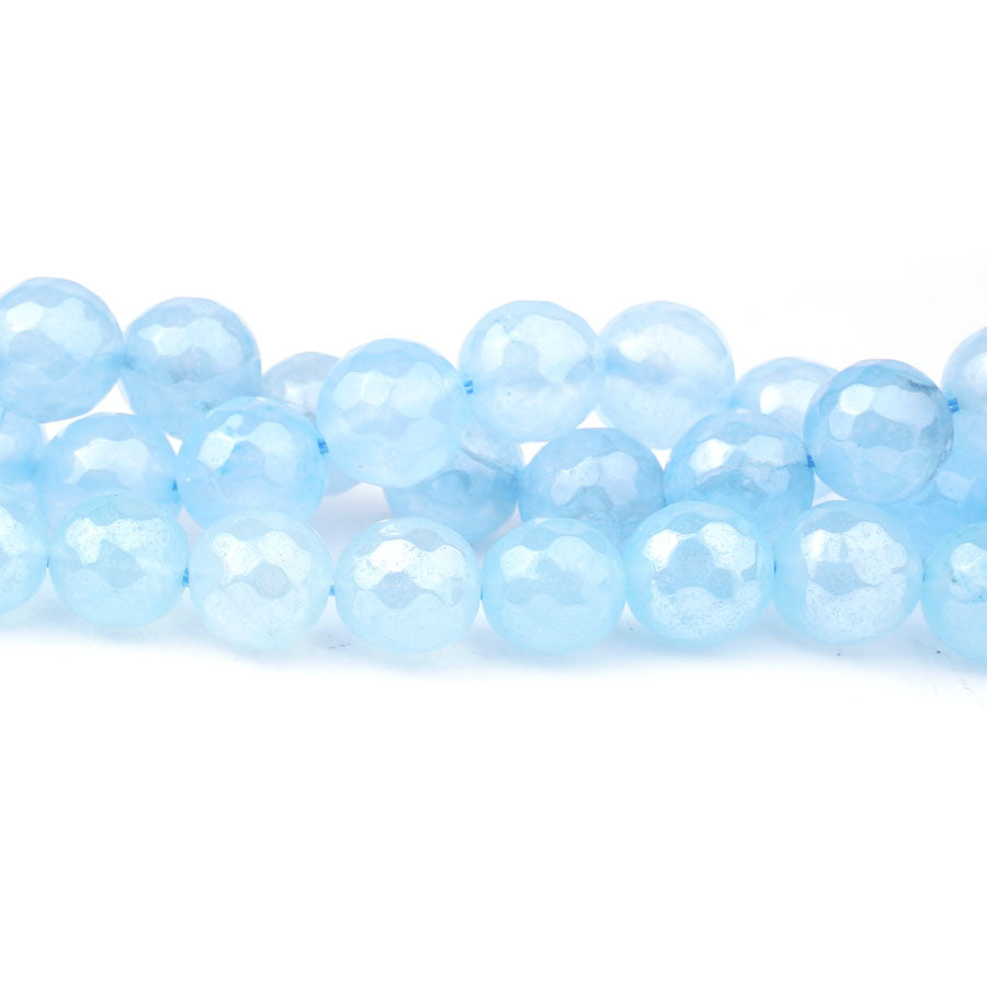 Jade 10mm Dyed Aqua Plated Round Faceted - 15-16 Inch