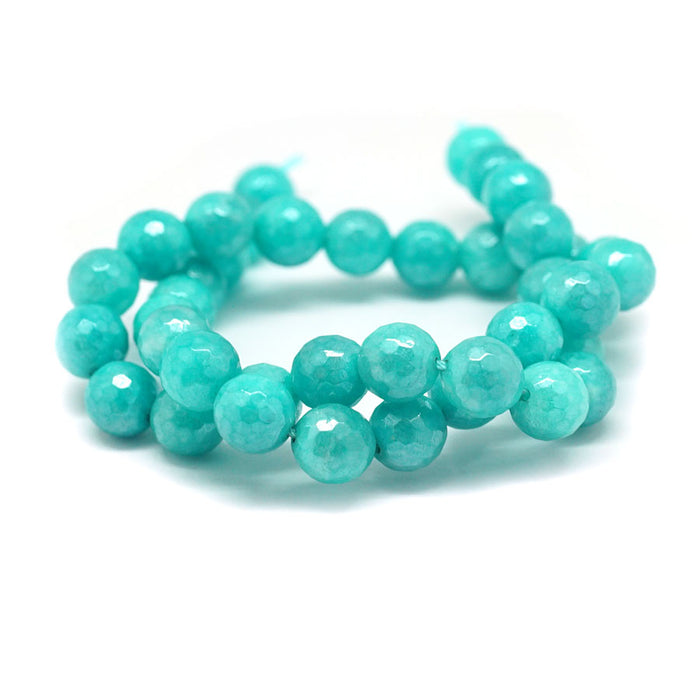 Dyed Jade Faceted Plated 10mm Round - 15-16 Inch - CLEARANCE