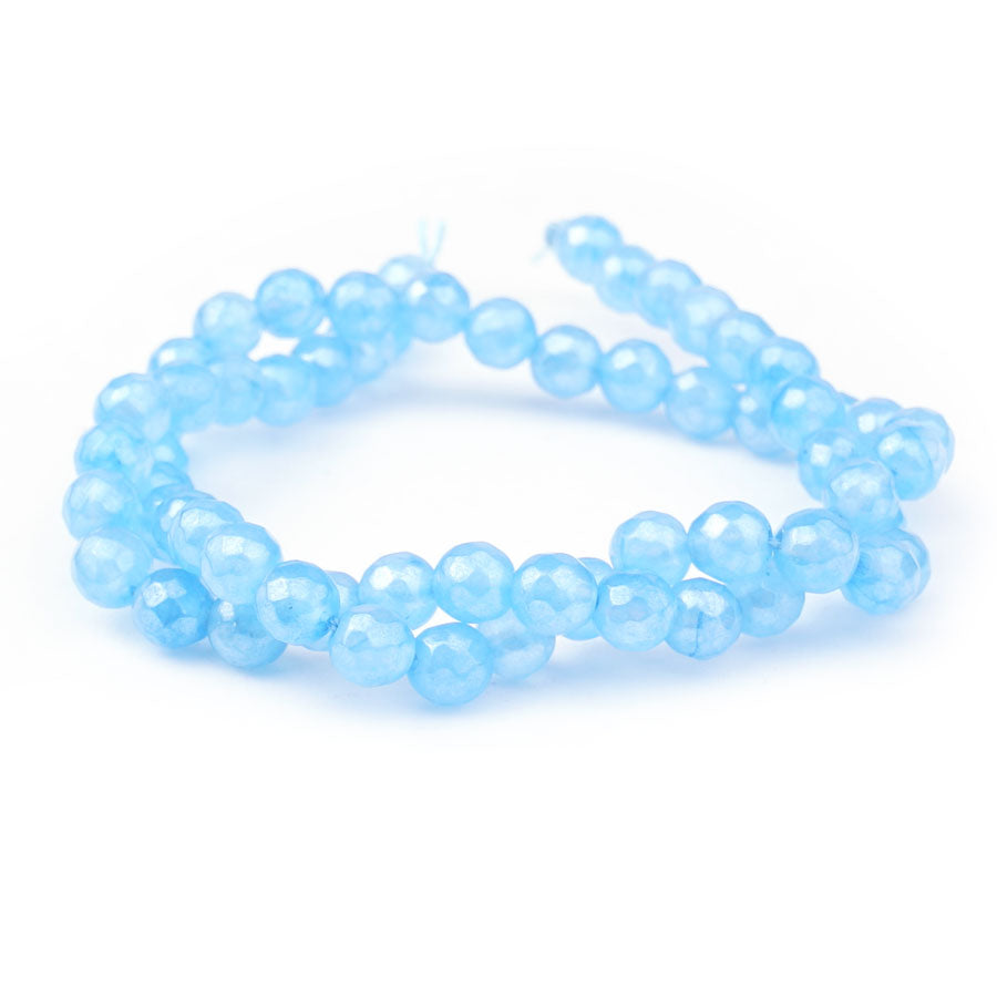 Jade 6mm Dyed Aqua Plated Round Faceted - Limited Editions - 15-16 inch