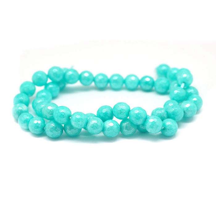 Dyed Jade Faceted Plated 8mm Round - 15-16 Inch - CLEARANCE