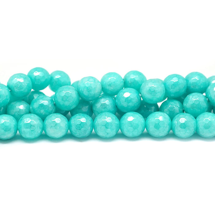 Dyed Jade Faceted Plated 8mm Round - 15-16 Inch - CLEARANCE