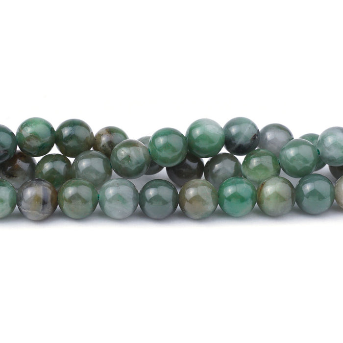 Jade 8mm Round Green Xinjiang - 15-16 Inch