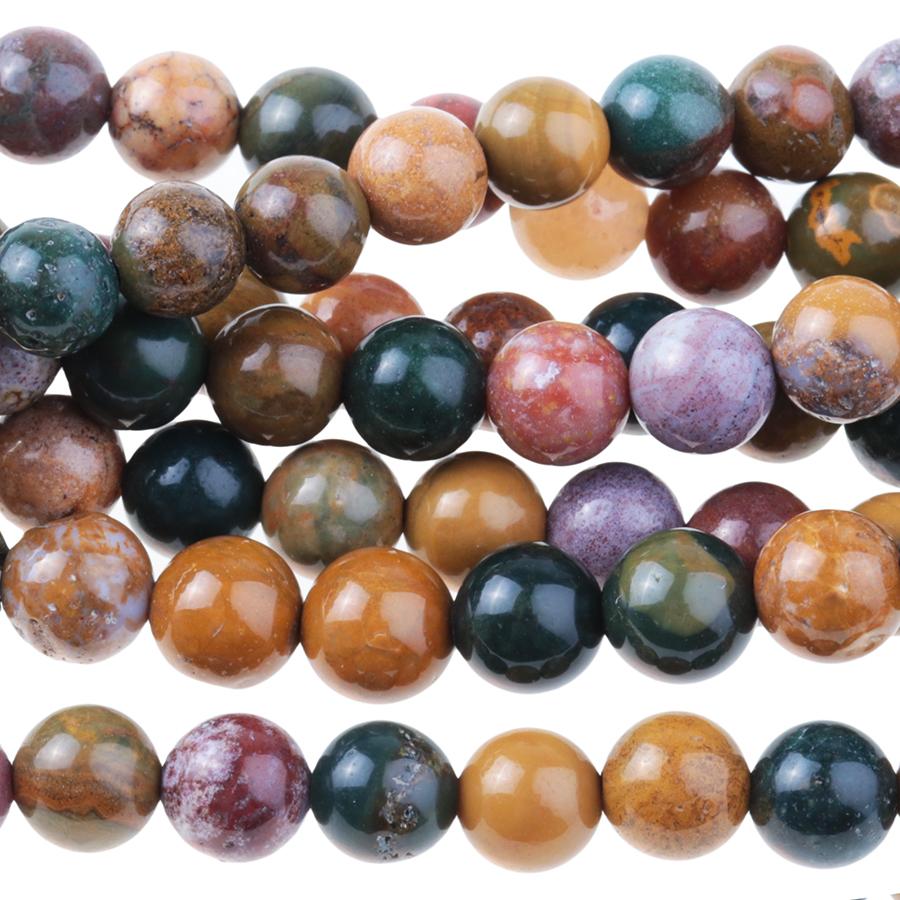 KRAMER クラマー　ブローチ／アンバー × トパーズ × ABストーン Kabamby Ocean Jasper 6mm Round 8-Inch — Dakota Stones