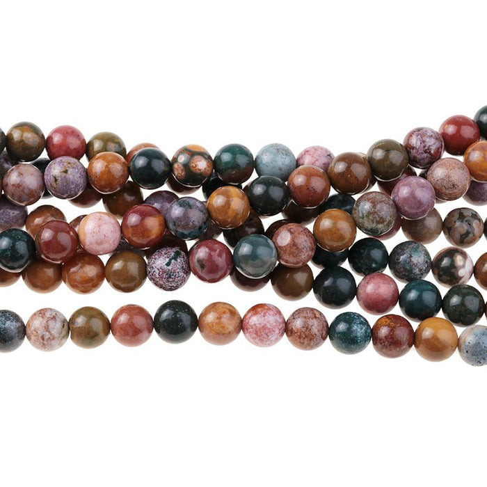 Kabamby Ocean Jasper 8mm Round 8-Inch