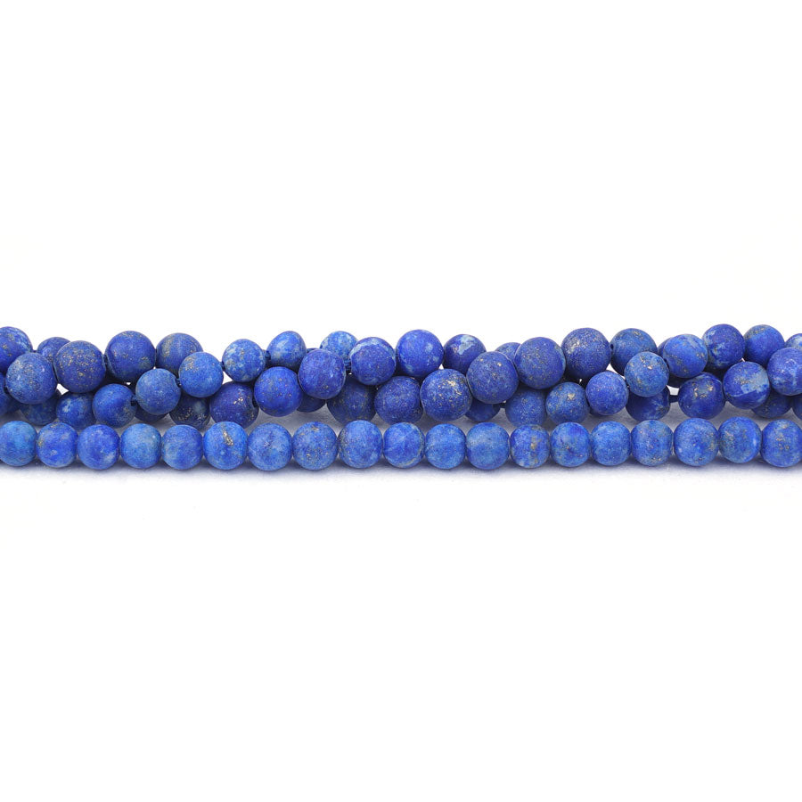Matte Lapis Natural 4mm Round A Grade - 15-16 Inch