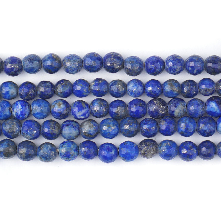 Lapis 6mm Round Faceted Large Hole Beads - 8 Inch