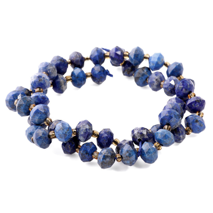 Lapis 6x8mm Tri Cut Faceted Rondelle A Grade - 15-16 Inch