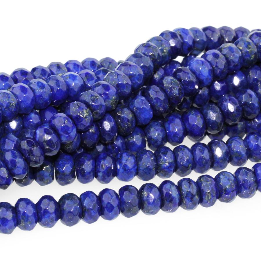 Lapis 8mm Faceted Rondelle 8-Inch