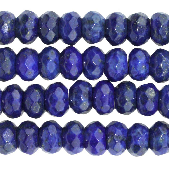 Lapis 8mm Faceted Rondelle 8-Inch