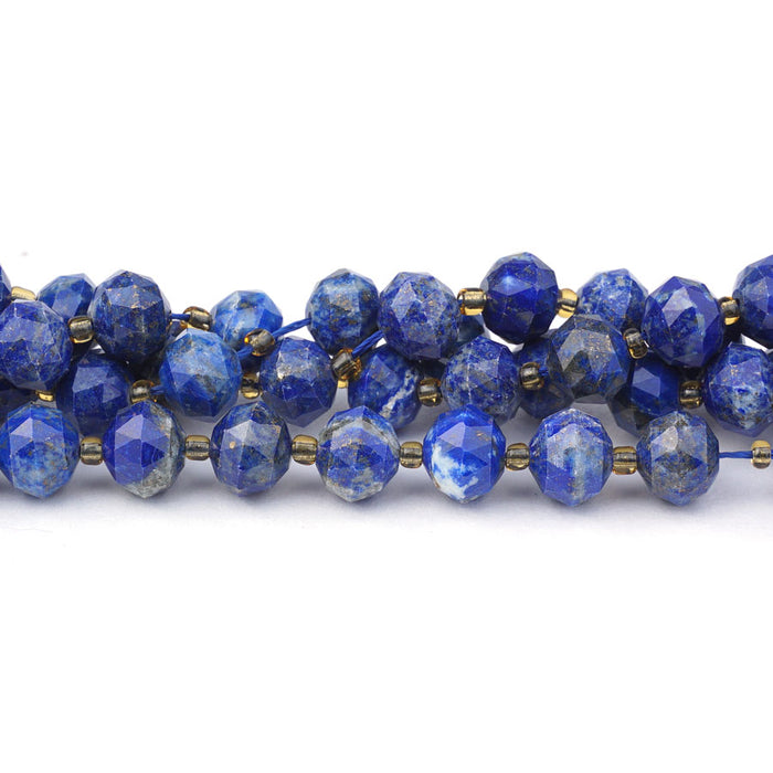 Lapis 8x10mm Tri Cut Faceted Rondelle - 15-16 Inch