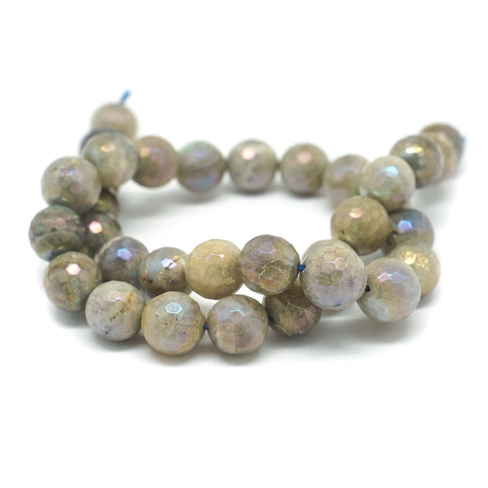 Labradorite Faceted Rainbow Plated 12mm Round - 15-16 Inch - CLEARANCE