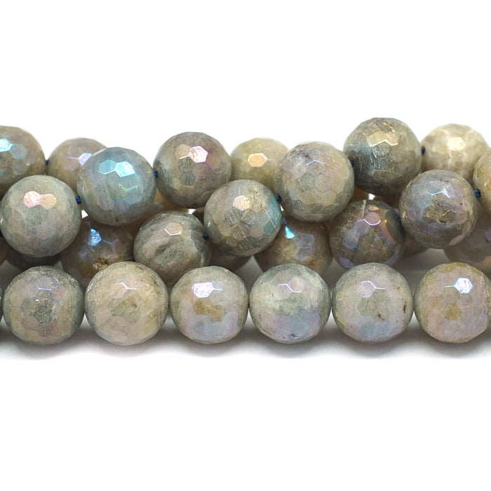 Labradorite Faceted Rainbow Plated 12mm Round - 15-16 Inch - CLEARANCE