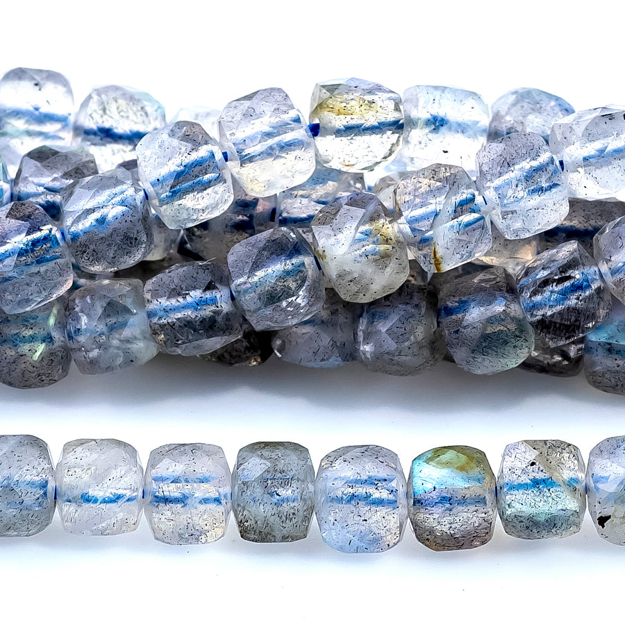 Labradorite Faceted AAA-Grade 4mm Cube - 15-16 Inch