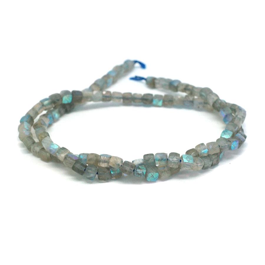 Labradorite Natural 4-4.5mm Faceted Rainbow Plated Cube - 15-16 Inch
