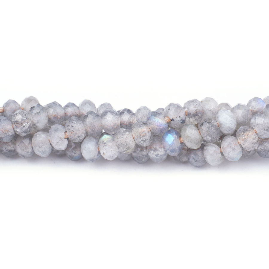 Labradorite Natural 4X6mm Rondelle Faceted AA Grade - Large Hole Beads