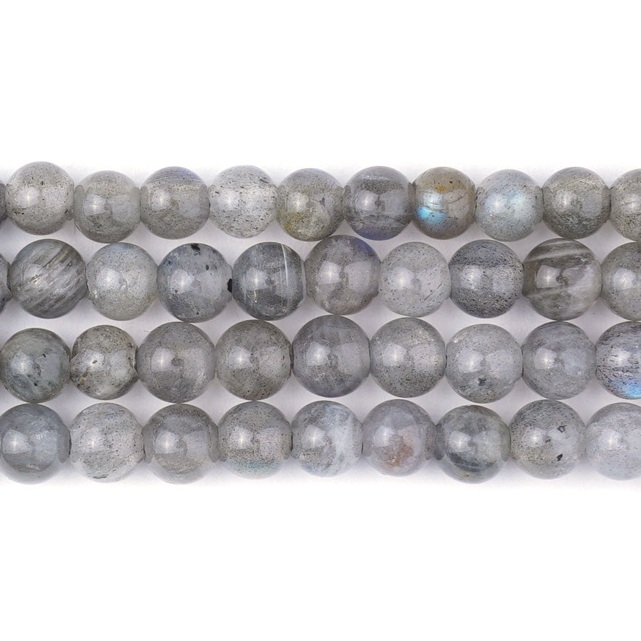 Labradorite Natural 6mm Round A Grade Large Hole Beads - 8 Inch
