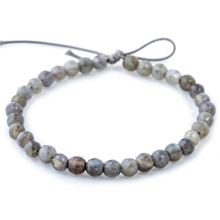 Labradorite 6mm Faceted Round Large Hole Beads - 8 Inch