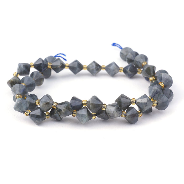 Labradorite 8mm Faceted Bicone - 15-16 Inch