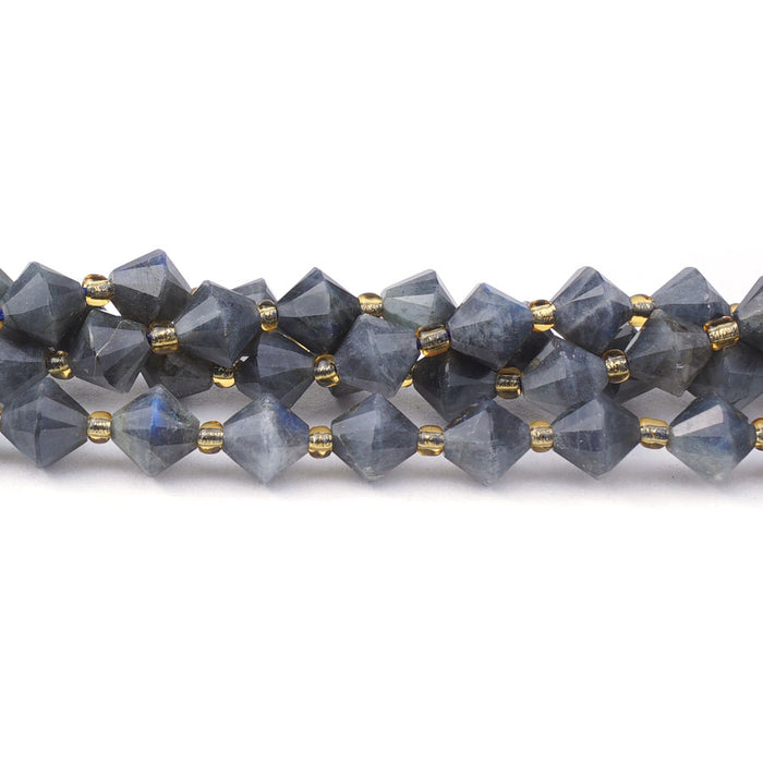 Labradorite 8mm Faceted Bicone - 15-16 Inch