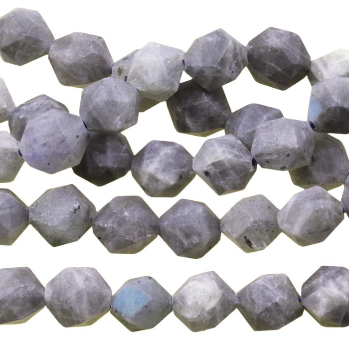 MATTE Labradorite 8mm Star Cut Round 15-16 Inch