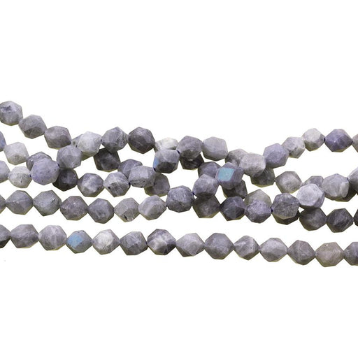 MATTE Labradorite 8mm Star Cut Round 15-16 Inch