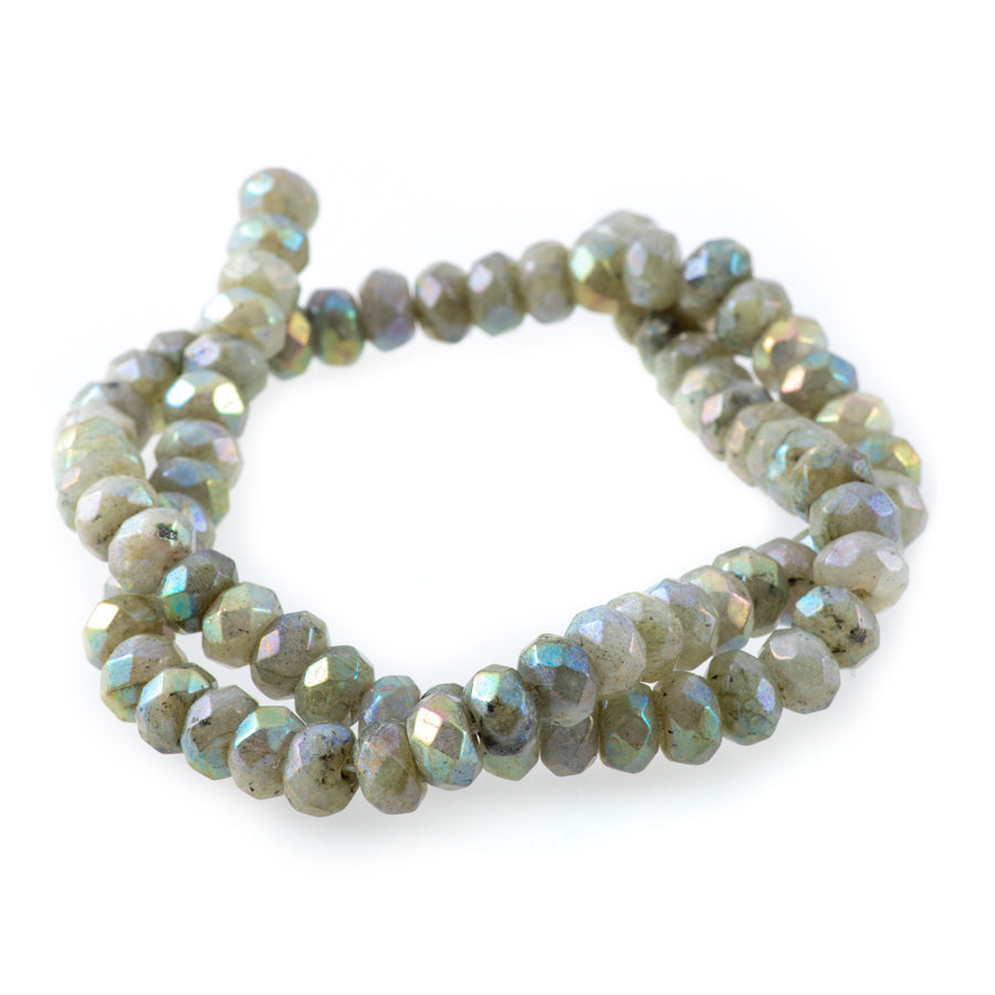 Labradorite 8mm Rainbow Plated Rondelle Faceted - 15-16 Inch