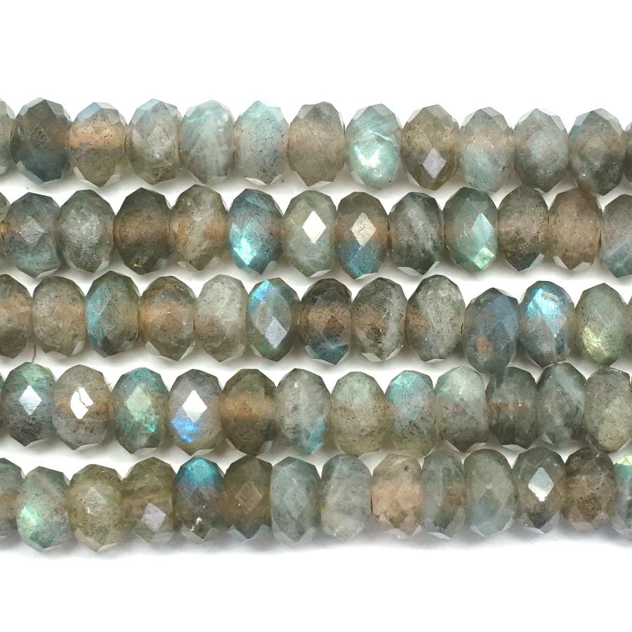 Labradorite AA-Grade 8mm Diamond Cut Faceted Rondelle Large Hole (2-2.5mm) 8-Inch