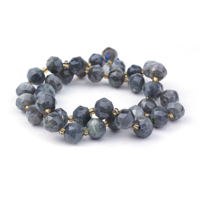 Labradorite 8x10mm Tri Cut Faceted Rondelle - 15-16 Inch