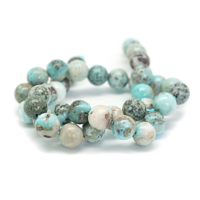 Larimar With Matrix 10mm Round - 15-16 Inch